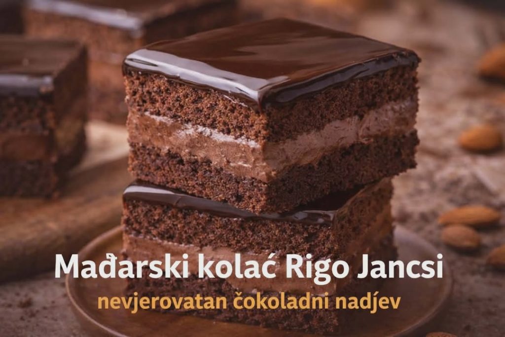 Mađarski kolač Rigo Jancsi s bogatim čokoladnim nadjevom i sjajnom čokoladnom glazurom