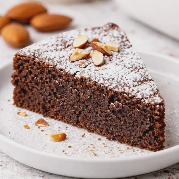 Talijanski čokoladni kolač bez brašna Torta Caprese s bademima i šećerom u prahu