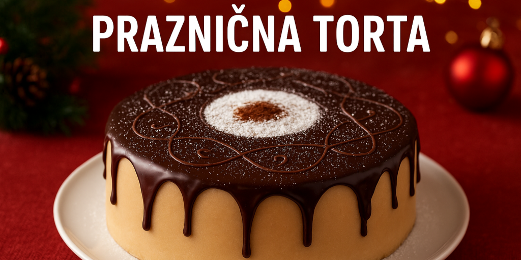 praznična torta sa marcipanom i čokoladnom glazurom
