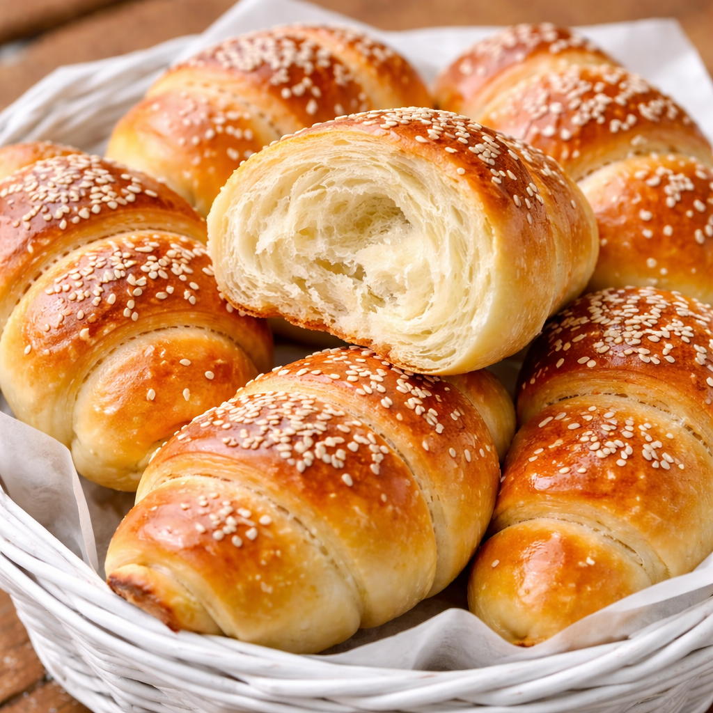 Mekane domaće brioche kiflice sa sezamom svježe pečene