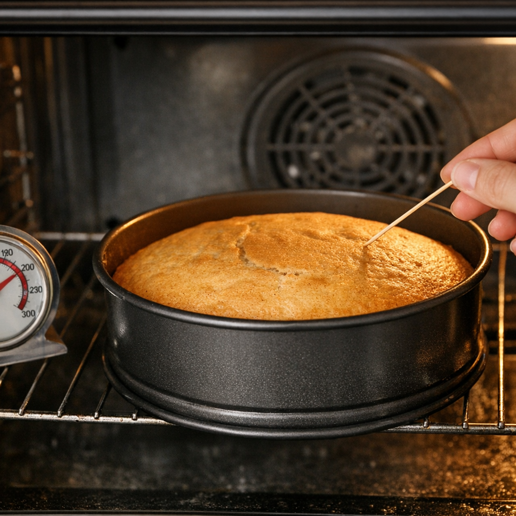 „Zlatni biskvit u pećnici, mekana i sočna tekstura, spreman za tortu ili kolače“